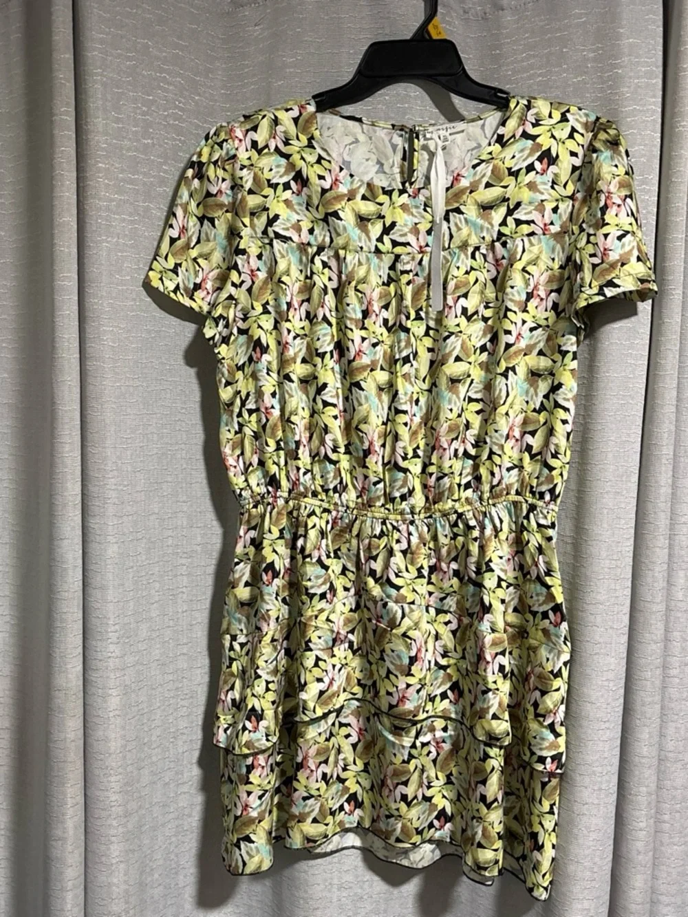 Girls' Floral Yellow Short Sleeve Casual Dress with Elastic Waist